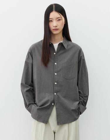 (우먼)플레이드 다트 체크 셔츠 모스 카키
