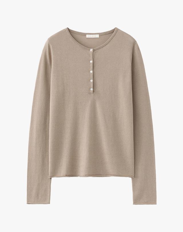 수아레 우먼 (우먼)코튼 모달 헨리넥 슬리브 니트 - 7 COLOR 착용컷