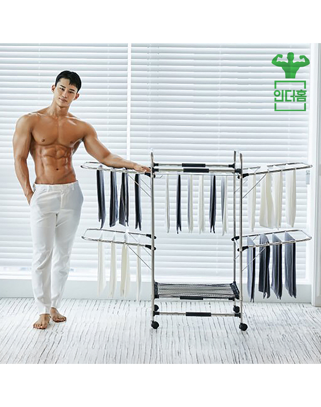 인더홈 [인더홈] 국내생산 이동형 스테인레스 빨래건조대 4XL 착용컷