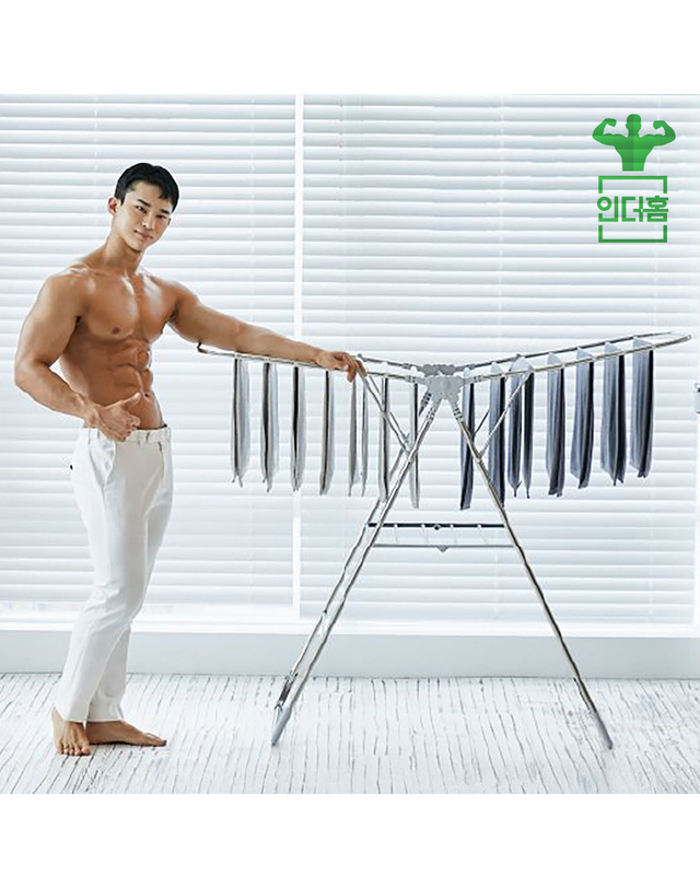 인더홈 [인더홈] 국내생산 튼튼한 스테인레스 빨래건조대 XL 착용컷
