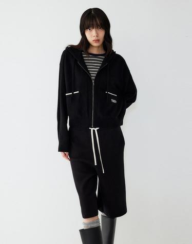 [STUDIO TOMBOY] 소매배색 집업 후드가디건_블랙 91F5451782