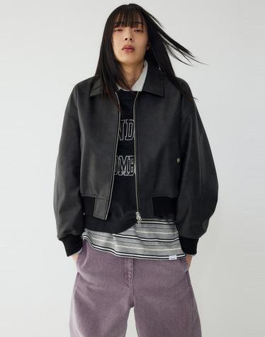 [STUDIO TOMBOY] 신세틱 레더 블루종 점퍼_블랙 9176161971