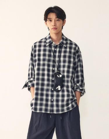 [STUDIO TOMBOY] [MEN] 옴브레 베이직 체크 셔츠_블랙 91M6221221