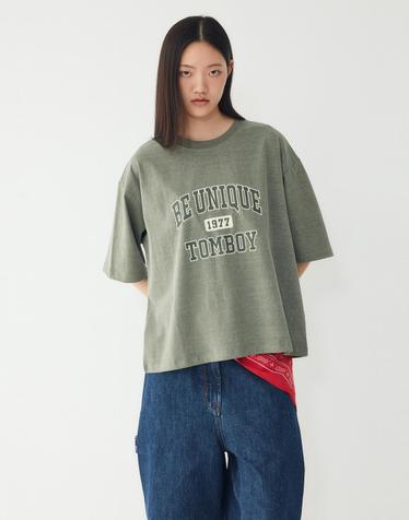 [STUDIO TOMBOY] 빈티지 레터링 그래픽 반팔 티셔츠_카키 9176222990