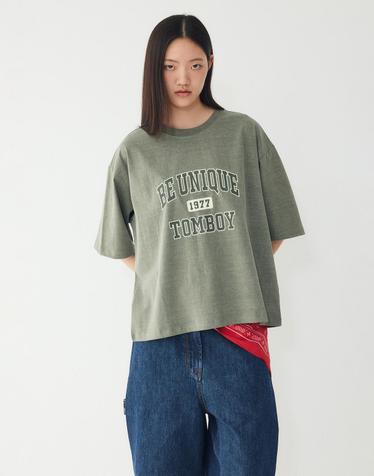 [STUDIO TOMBOY] [리오더] 빈티지 레터링 그래픽 반팔 티셔츠_카키 9176222990