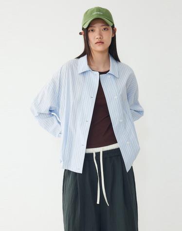 [STUDIO TOMBOY] 스트라이프 스트링 디테일 셔켓_스카이블루 9176221981
