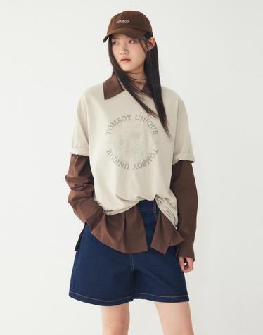 [STUDIO TOMBOY] [리오더] 가먼트 다잉 플라워 반팔 티셔츠_라이트베이지 9176322973