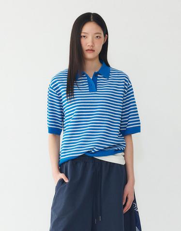 [STUDIO TOMBOY] [리오더] 스트라이프 카라 풀오버_블루 9176352971