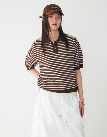 [STUDIO TOMBOY] [리오더] 스트라이프 카라 풀오버_브라운 9176352971
