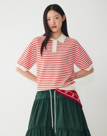 [STUDIO TOMBOY] [리오더] 스트라이프 카라 풀오버_레드 9176352971