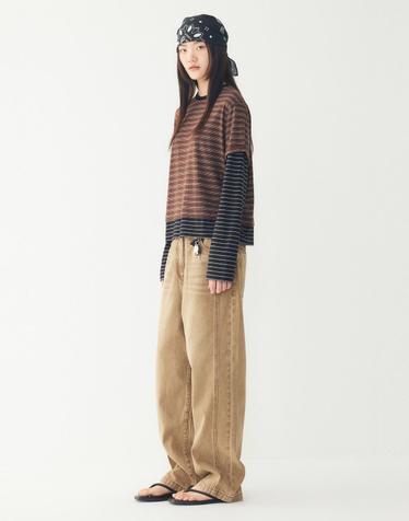 [STUDIO TOMBOY] 커브드 백 밴딩 데님 팬츠_베이지 9176362972