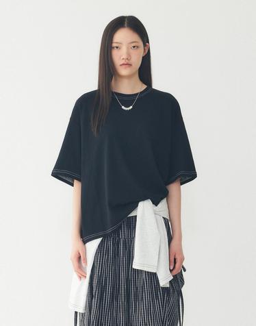 [STUDIO TOMBOY] 미니 로고 자수 반팔 티셔츠_블랙 91F6322771