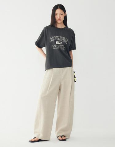 [STUDIO TOMBOY] 린넨 블렌드 원턱 팬츠_오트밀 9106131101