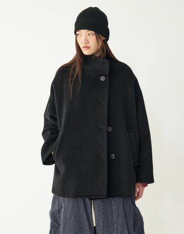 [STUDIO TOMBOY] 하이넥 울블랜드 하프 코트 _블랙9176413992