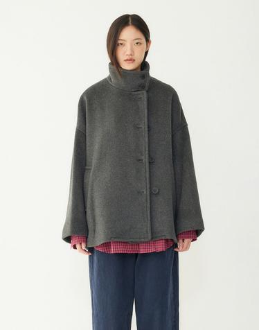 [STUDIO TOMBOY] 하이넥 울블랜드 하프 코트 _멜란지 그레이9176413992