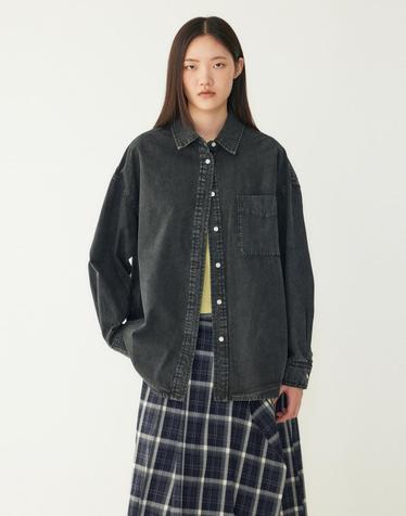 [STUDIO TOMBOY] 빈티지 워시드 오버핏 셔츠_블랙 9176321972