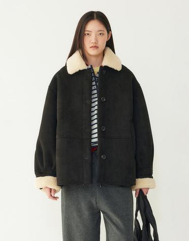 [STUDIO TOMBOY] 신세틱 스웨이드 오버핏 무스탕_블랙 9176461982