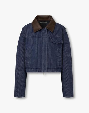 [STUDIO TOMBOY] 카라 배색 크롭 데님 점퍼 _다크 블루 9106313206