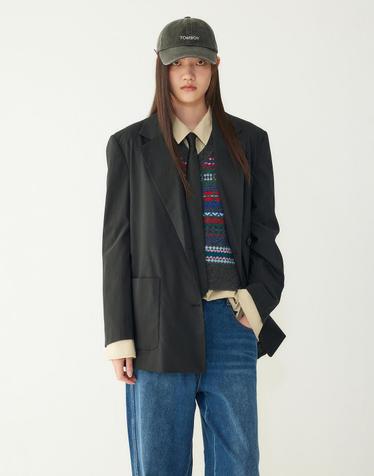 [STUDIO TOMBOY] 반더블 레귤러핏 자켓_블랙 9106312103