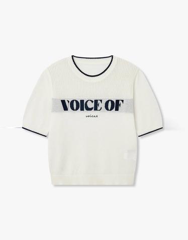 [VOICE OF VOICES] 레터링 자카드 니트 풀오버_화이트 7156250005