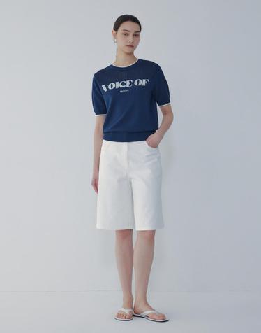 [VOICE OF VOICES] 와이드 데님 버뮤다 팬츠_화이트 7156255003