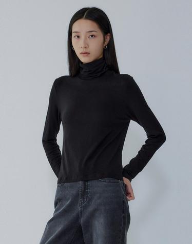 [VOICE OF VOICES] 소프트 스트레치 터틀넥 티셔츠_블랙 7156440003