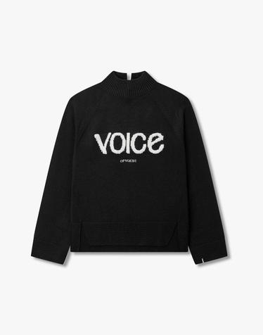 [VOICE OF VOICES] 울 블렌드 레터링 하프넥 니트_블랙 7156450015