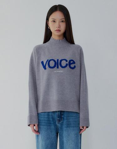 [VOICE OF VOICES] 울 블렌드 레터링 하프넥 니트_라이트 그레이 7156450015