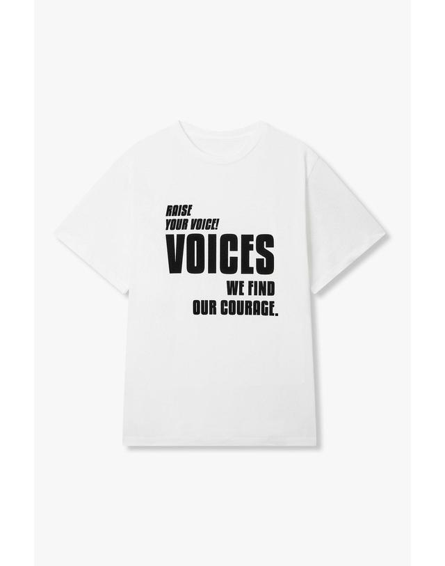 보브 [VOICE OF VOICES] 후로피 프린트 레귤러 핏 티셔츠_화이트 7156240006 착용컷
