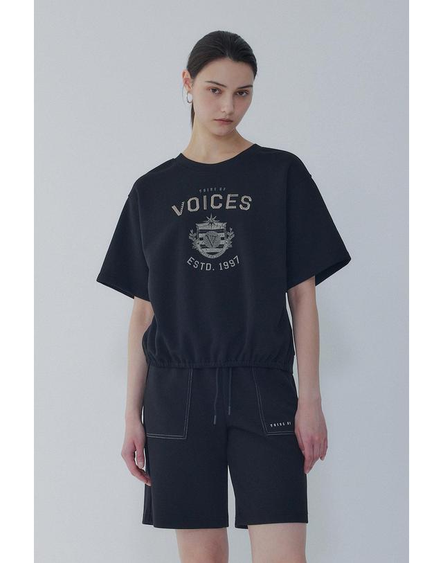 보브 [VOICE OF VOICES] 엠브로이더리 투웨이 티셔츠_블랙 7156240008 착용컷