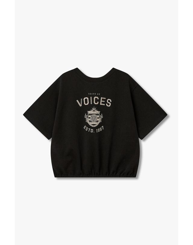 보브 [VOICE OF VOICES] 엠브로이더리 투웨이 티셔츠 _블랙 7156240008 착용컷