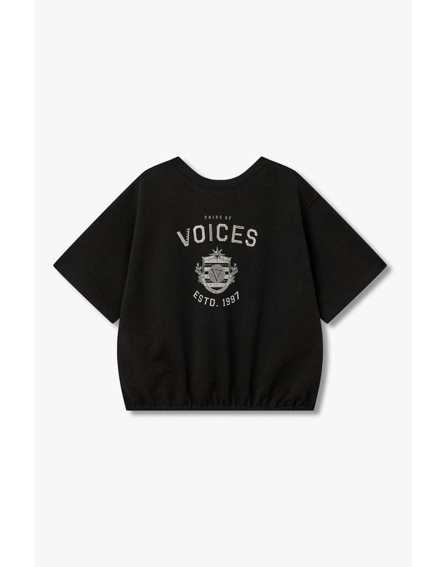 보브 [VOICE OF VOICES] 투웨이 엠브로이더리 티셔츠_블랙 7156340801 착용컷