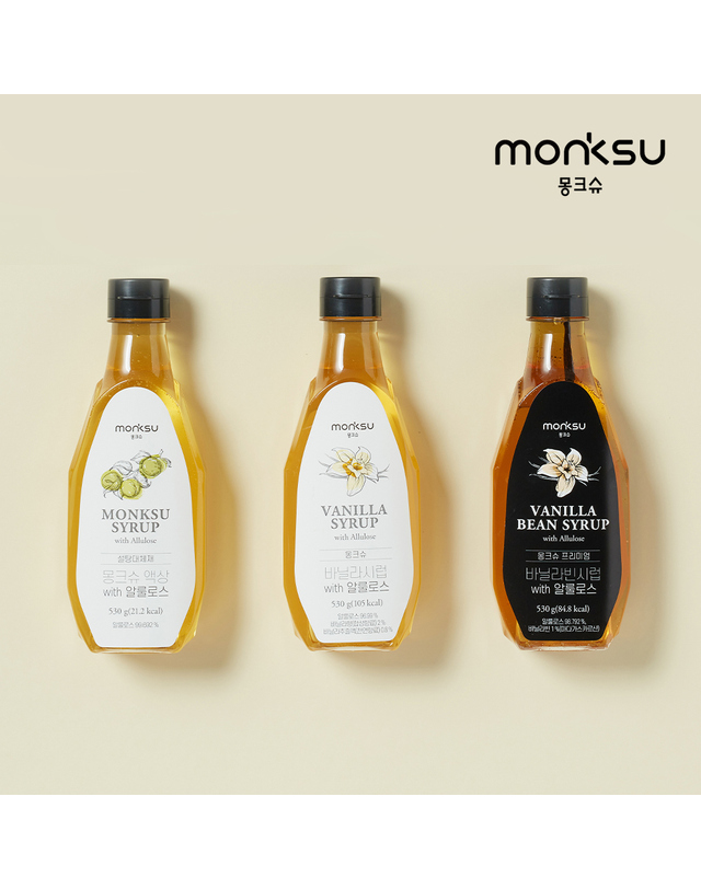 몽크슈 [몽크슈] 커피 시럽 선물세트3종C_액상알룰로스+바닐라+바닐라빈 착용컷