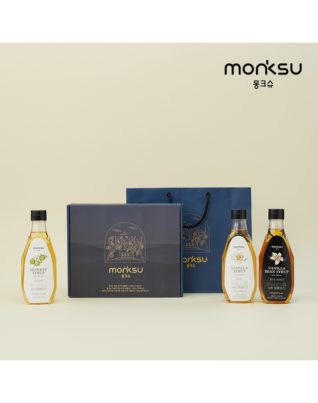 몽크슈 [몽크슈] 커피 시럽 선물세트3종C_액상알룰로스+바닐라+바닐라빈 착용컷