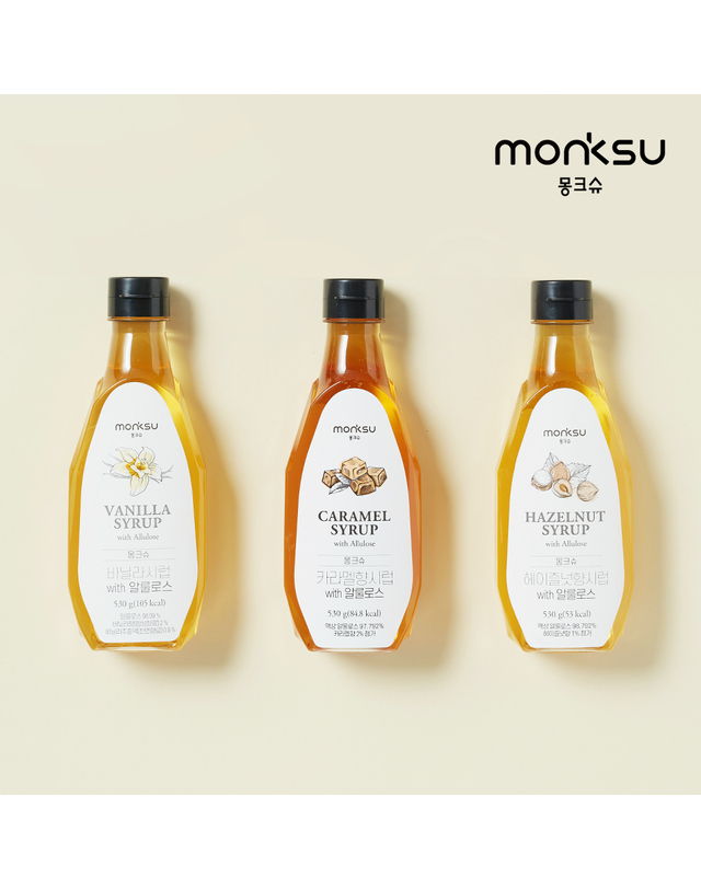 몽크슈 [몽크슈] 커피 시럽 선물세트3종B_바닐라+헤이즐넛+카라멜 착용컷