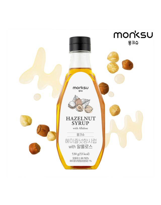 몽크슈 [몽크슈] 무설탕 저당 헤이즐넛향 알룰로스 커피시럽 530g 착용컷