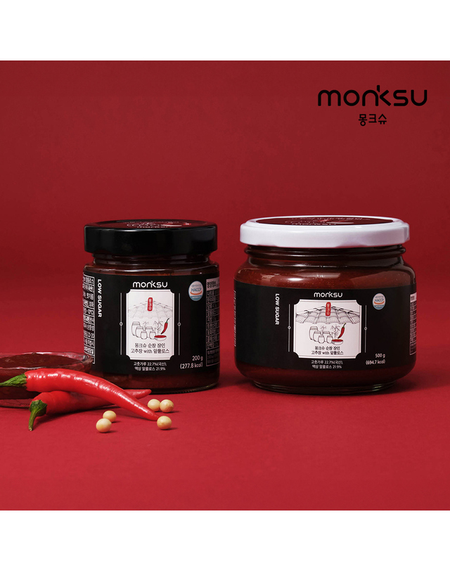 몽크슈 [몽크슈] 저당 무설탕 알룰로스 순창 전통 고추장 500g 착용컷