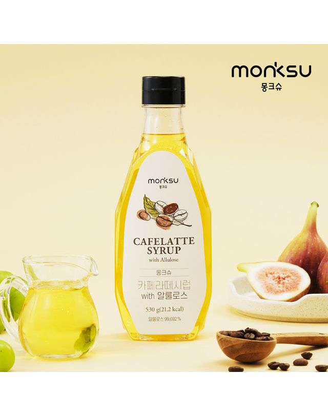 몽크슈 [몽크슈] 무설탕 저당 까페라떼 알룰로스 커피시럽 530g 착용컷