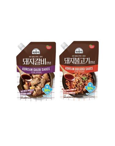 [동원] 하루미 돼지갈비양념 500g 2봉 + 돼지불고기양념 500g 2봉