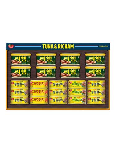 [동원 선물세트] 26년 추석 동원 튜나리챔 O8호 (라이트스탠다드 85g 9캔 + 고추참치 85g 3캔 + 야채참치 90g 3캔 + 리챔 오리지널 200g 8캔)