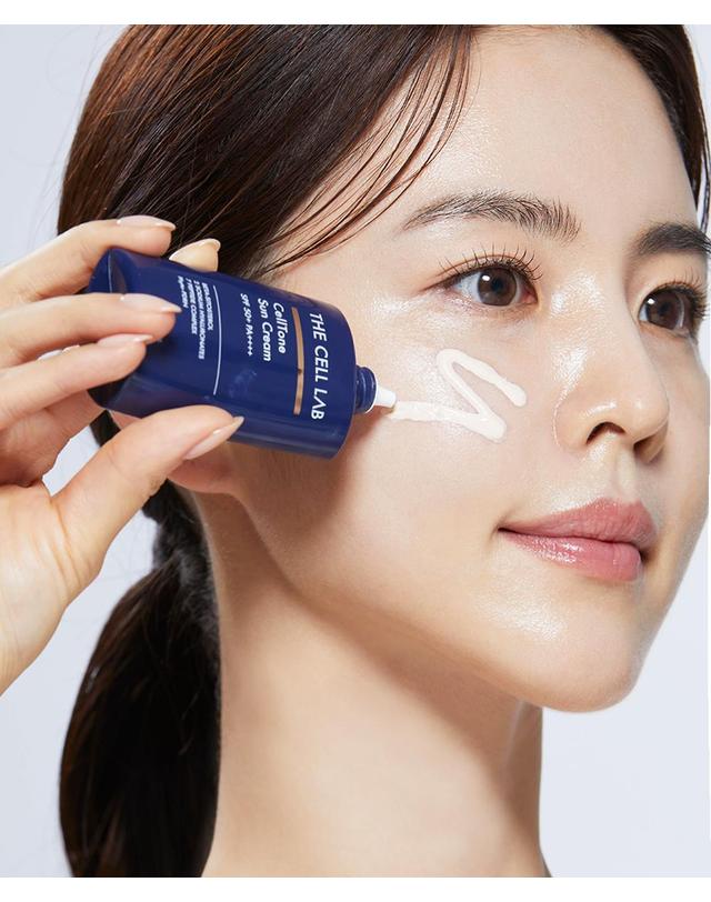 더셀랩 PDRN 셀톤 재생 무기자차 톤업 선크림 70g+셀톤 PDRN 진정 앰플 50ml (+고급쇼핑백) 착용컷