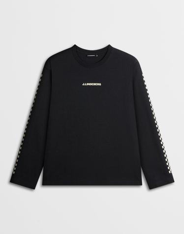 [J.LINDEBERG] [Men Collection] 월시 LS 프린트 티셔츠_블랙 1525126503