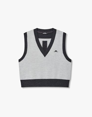 [J.LINDEBERG] [Women] 델라나 니트 베스트_멜란지 그레이 1545328801