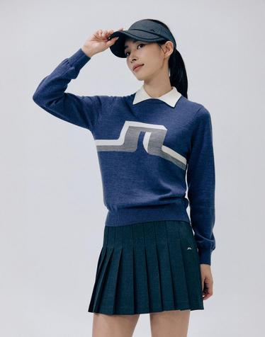 [J.LINDEBERG] [Women] 브리타 울 LS 스웨터_멜란지 블루 1545328919
