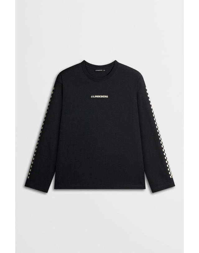 제이린드버그 [J.LINDEBERG] [Men Collection] 월시 LS 프린트 티셔츠_블랙 1525126503 착용컷