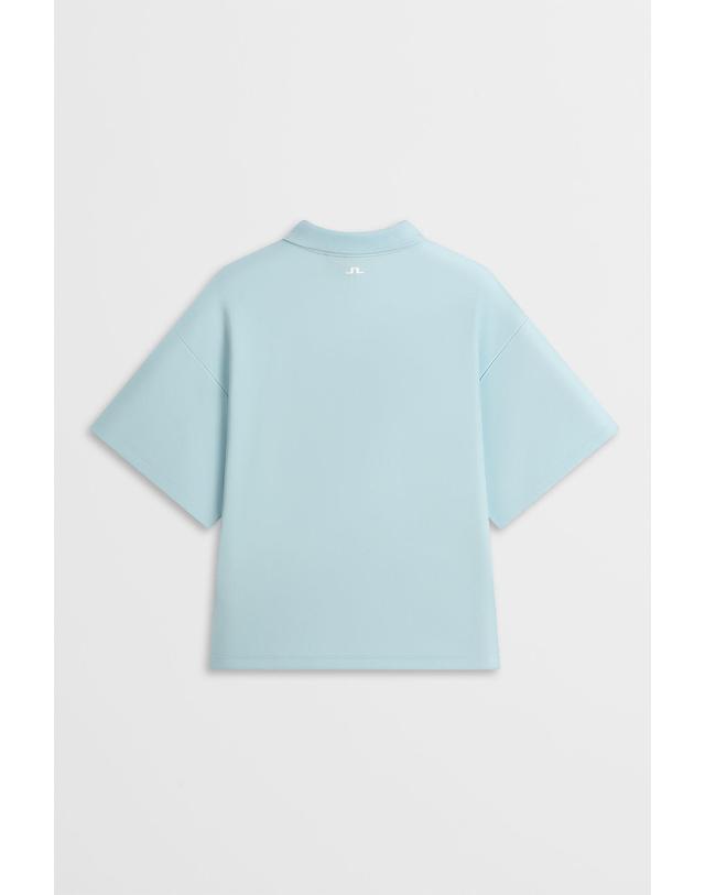 제이린드버그 [J.LINDEBERG] [Women] [KANGOL] 아밀라 탑_스카이블루 1545326605 착용컷