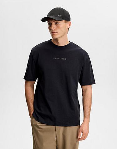 [J.LINDEBERG] [Men Collection] 헤일 헤비 로고 티셔츠_블랙 1526126507