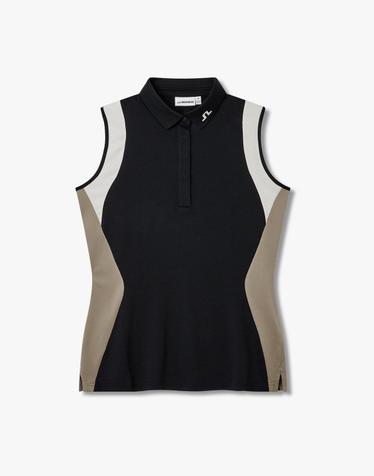 [J.LINDEBERG] [Women] 크리시 슬리브리스 폴로_블랙 1546126811