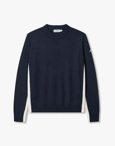 [J.LINDEBERG] [Men] 체스터 사이드 스트라이프 니트 크루 _네이비 1516328504