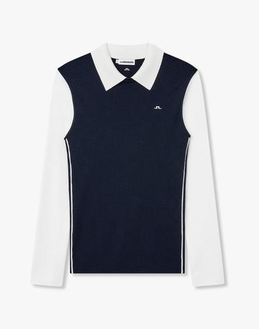 [J.LINDEBERG] [Women] 베라 스웨터 하이브리드 LS 폴로_네이비 1546326916